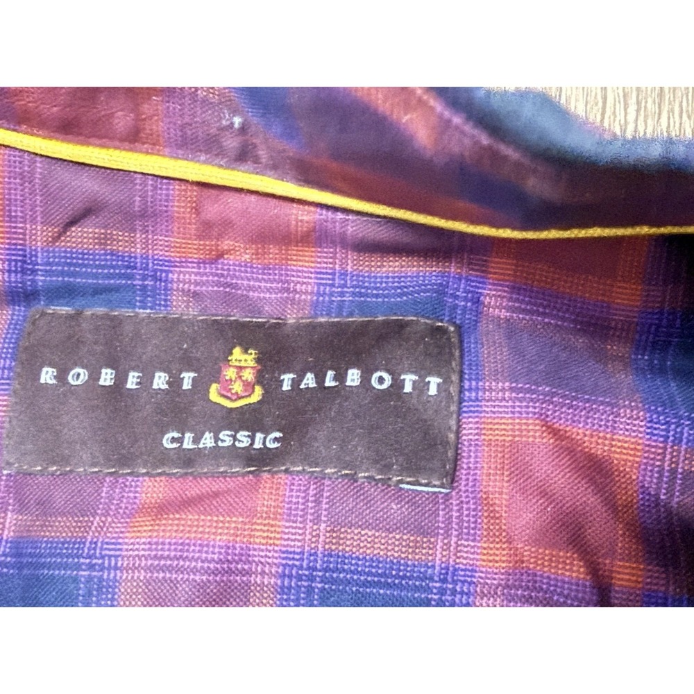 Robert Talbott Classic Button Up Shirt Mens Size M Multicolor Plaid‎ Long Sleeve - Picture 8 of 15
